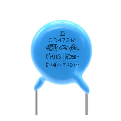 -40C-85C Y1 Safety Capacitor Capacitance 472M/400V Insulation Resistance &gt;100MΩ CE Certified