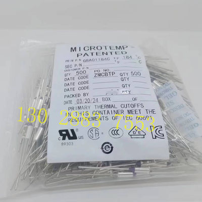 MICROTEMP G8A00072C Thermal Fuse Current interruption capacity up to 25 amps at 250VAC G8A01Tf072C